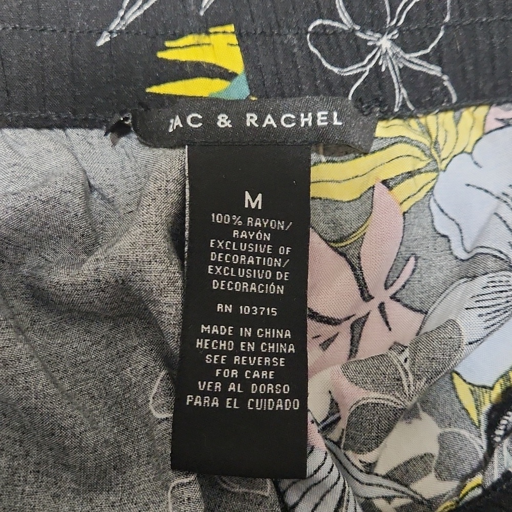 Zac & Rachel Black Flower Rayon Ladies Pants - Picture 3 of 6